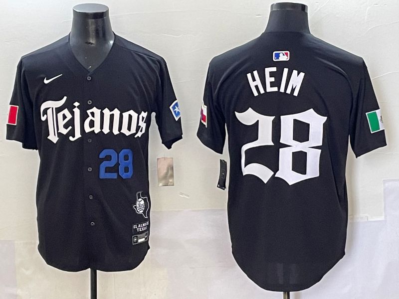 Men 2025 Texas Rangers #28 Heim Black Five generations Joint Name Nike MLB Jersey style 4->new york yankees->MLB Jersey